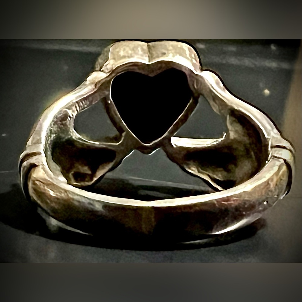 Vintage 925 Sterling Turquoise Fede Claddagh Ring Sz 6 - Picture 4 of 7